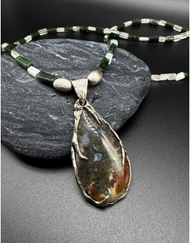 Elaris Moss Agat Aventurin Dizi Kolye