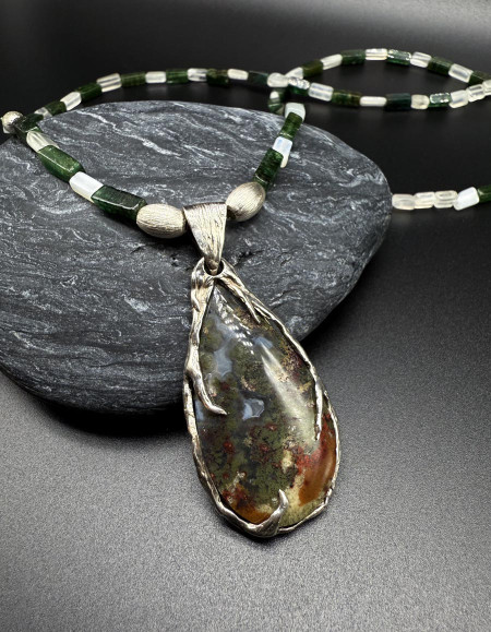 Elaris Moss Agat Aventurin Dizi Kolye