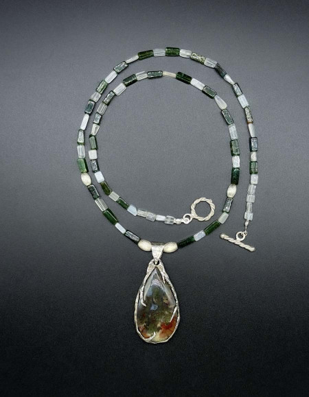 Elaris Moss Agat Aventurin Dizi Kolye