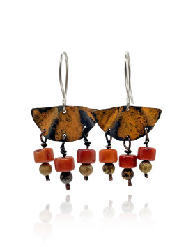 Veyna Mercan Turuncu Patina Küpe