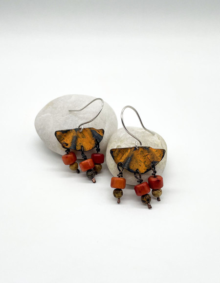 Veyna Mercan Turuncu Patina Küpe Veyna Mercan Turuncu Patina Küpe