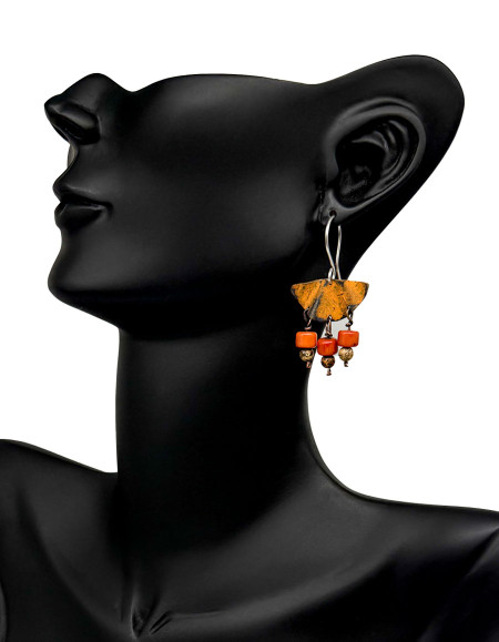 Veyna Mercan Turuncu Patina Küpe Veyna Mercan Turuncu Patina Küpe