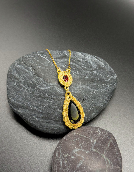 Odessa Yeşil Turmalin & Garnet Taşlı Kolye
